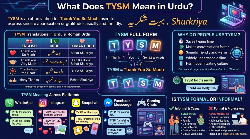 TYSM Meaning in Urdu Full Form, Meaning, Examples & How to Use It Correctly 1