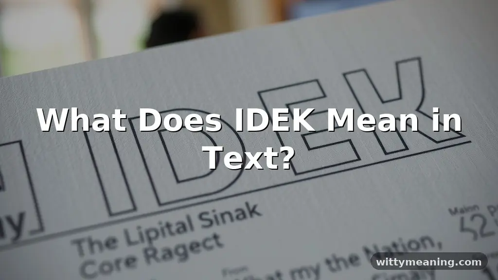 what does idek mean in text